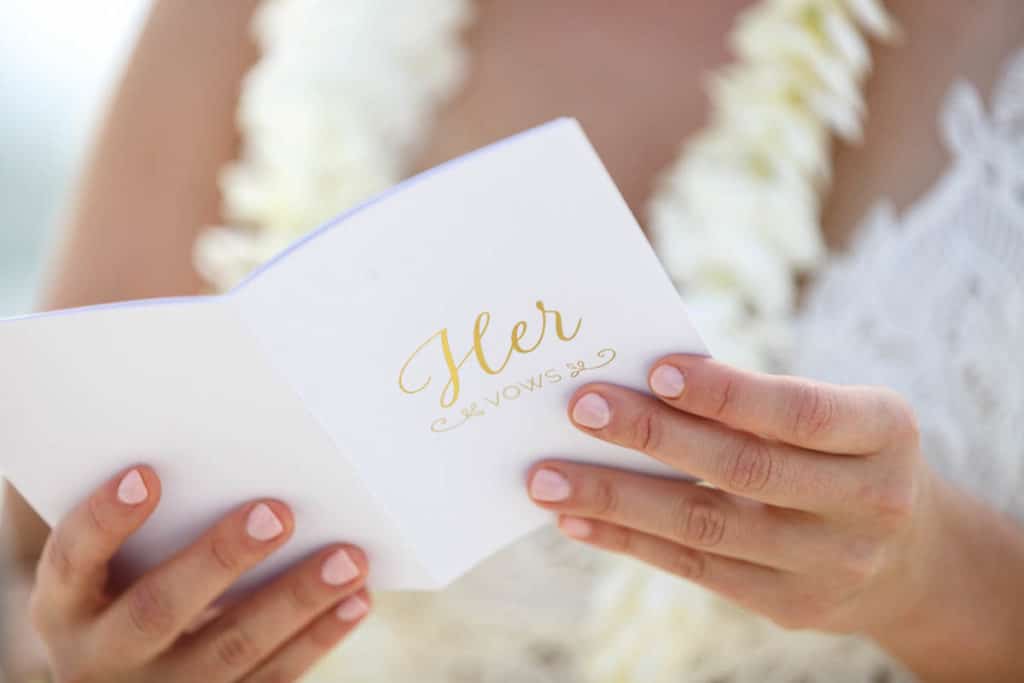 Closeup on her vows