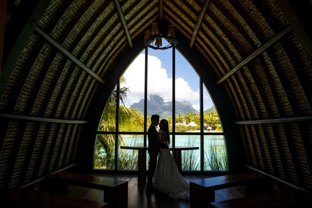 Inside the chapel at the Four Seasons Resort Bora Bora