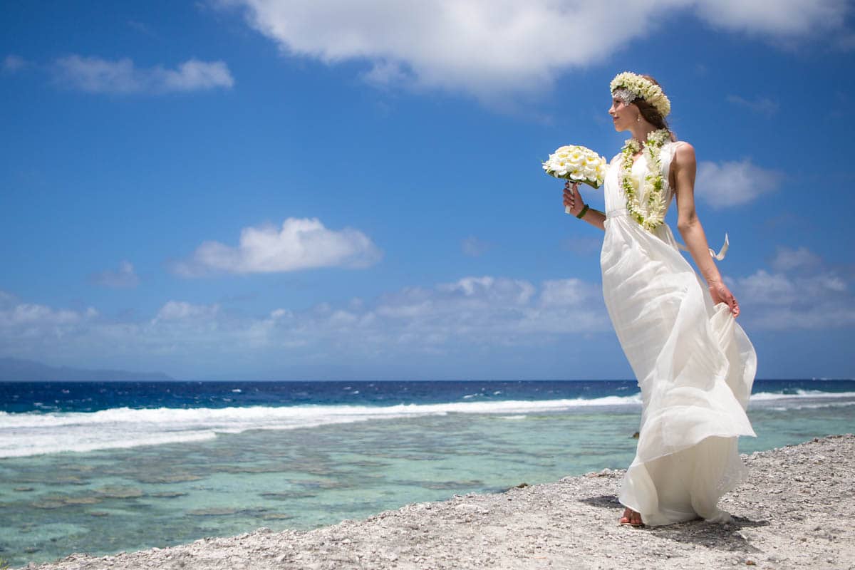 Bride wearing a western gown