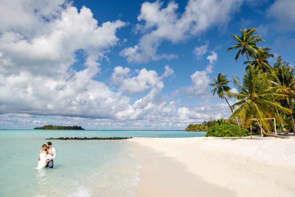 bride trashing the dress in Bora Bora