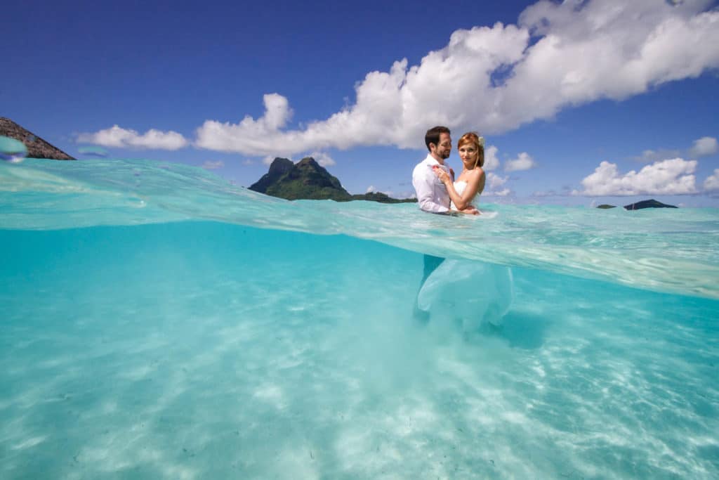 Lena & Austin trashing the dress in Bora Bora