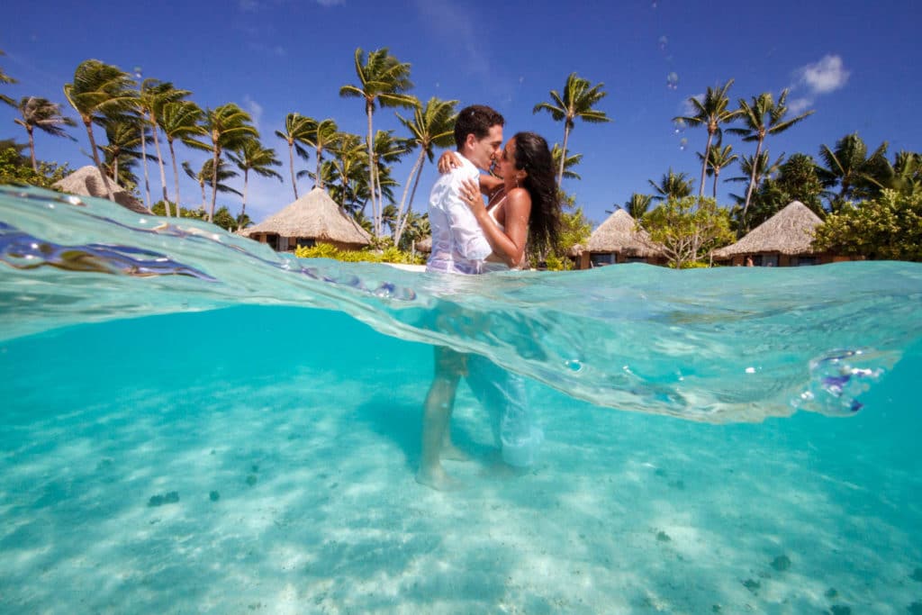 over under water kiss in bora bora