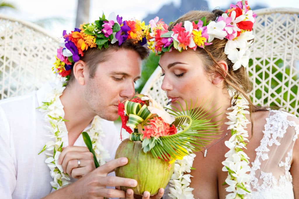 couple drinking pina colada