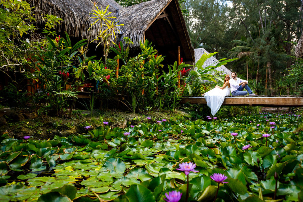 Lena & Austin at the spa of the Bora Bora pearl beach resort